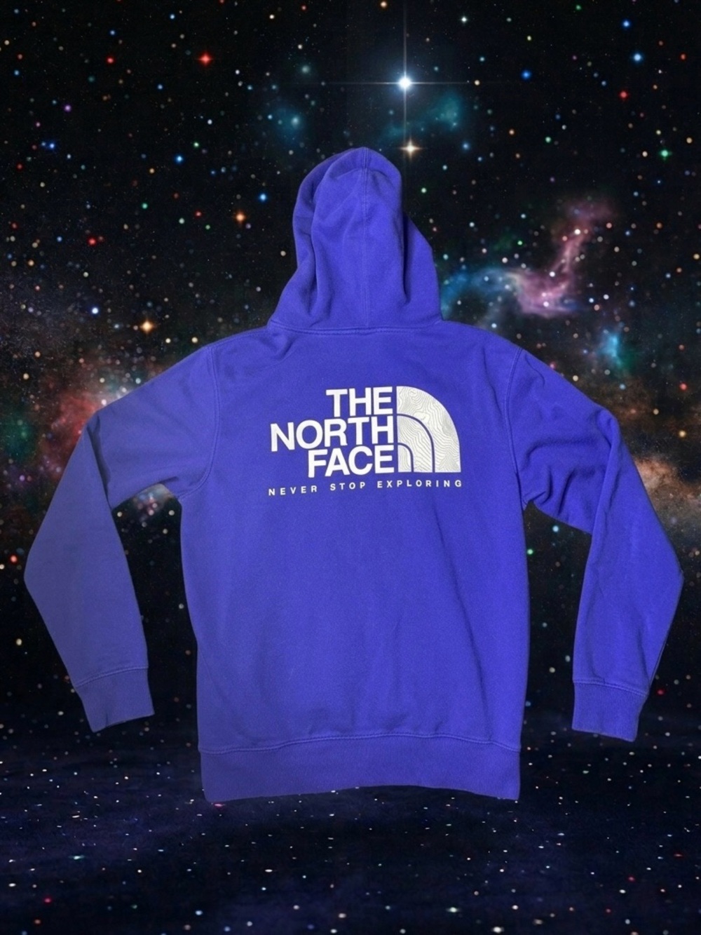 The North Face Purple Evolution Hoodie Men's M Topographic Map Graphic